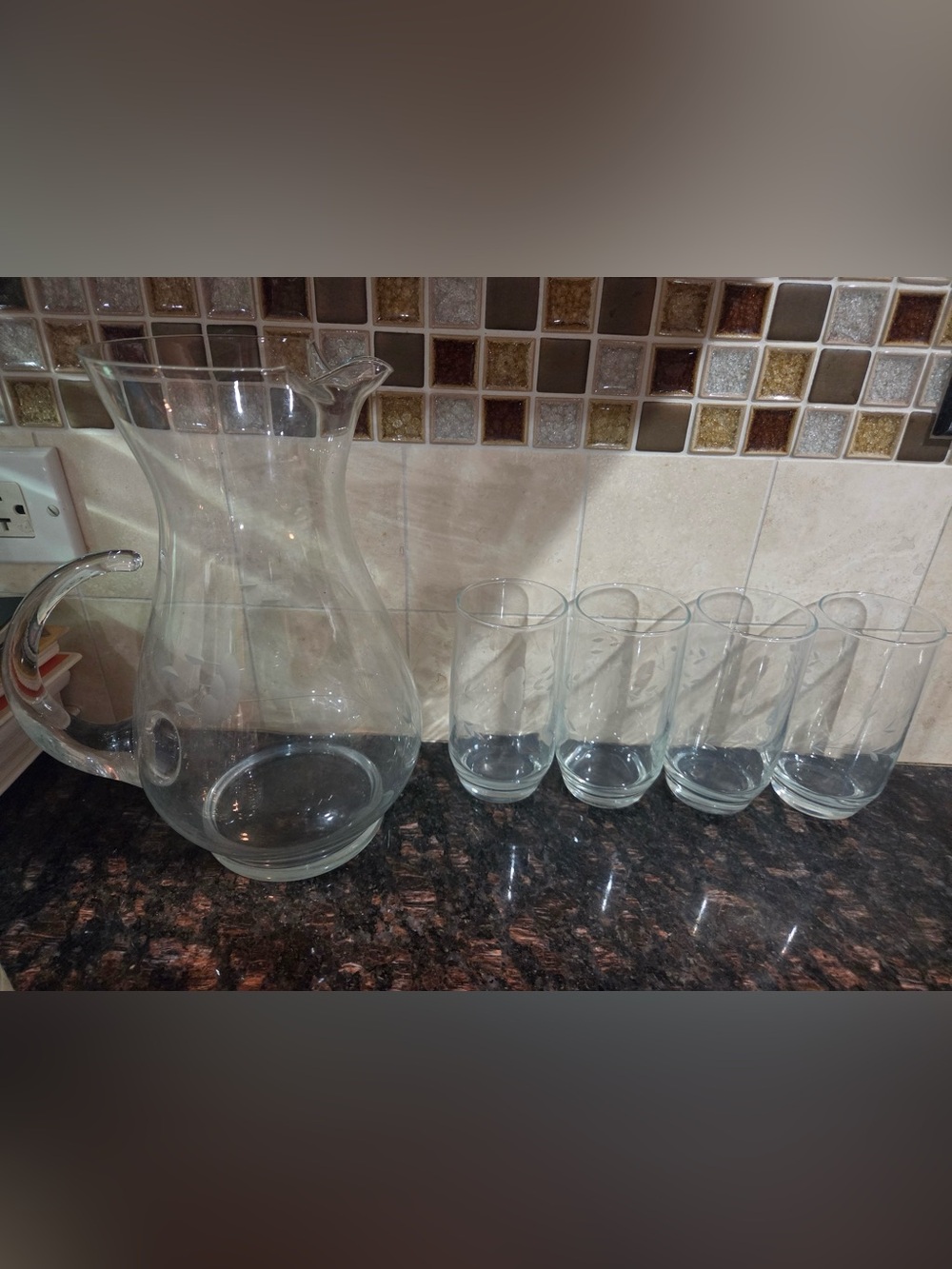 Tumbler Glasses and Cut Glass Ice Bucket